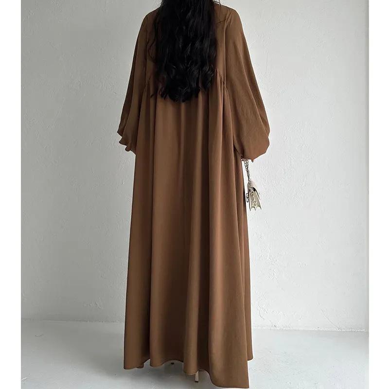 MS467#Solid color simple simple dress robe Muslim dress women