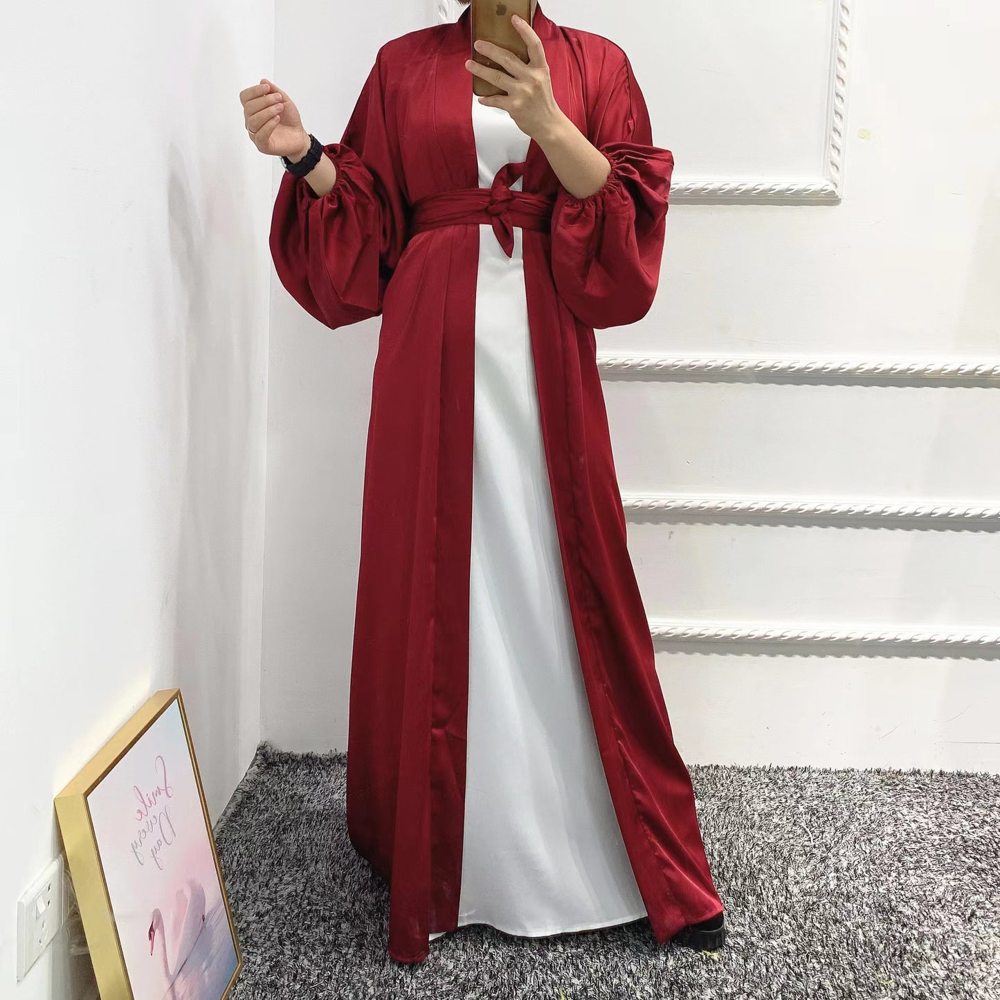 MS043#Women's solid color Robe