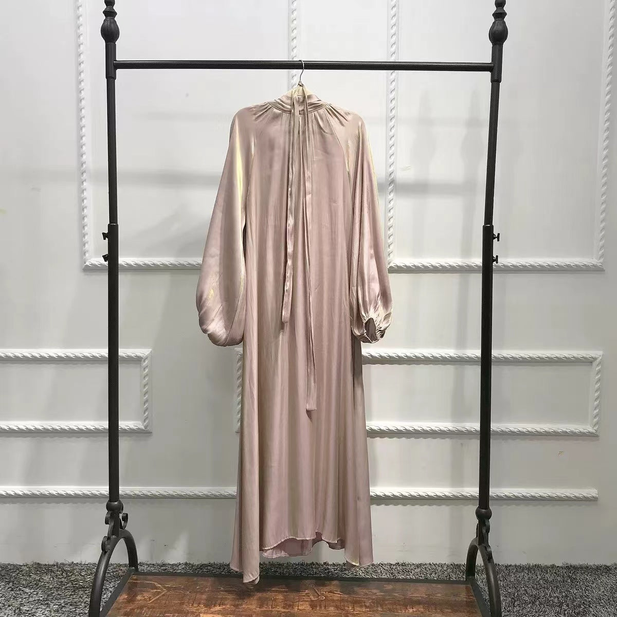 MS061#elegant shiny abaya light weight(a bit see thru)