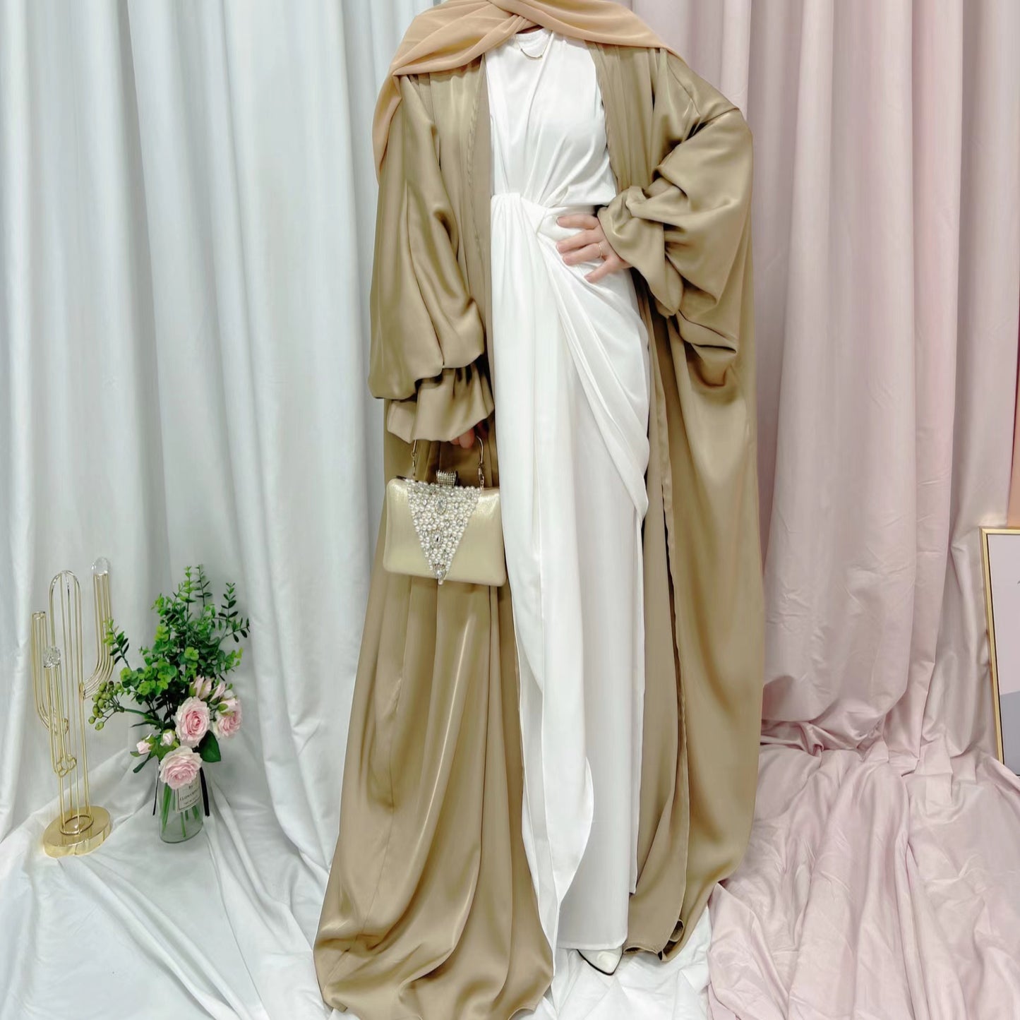 MS078# bat wig loose fitting gown abaya(NO inner dress)