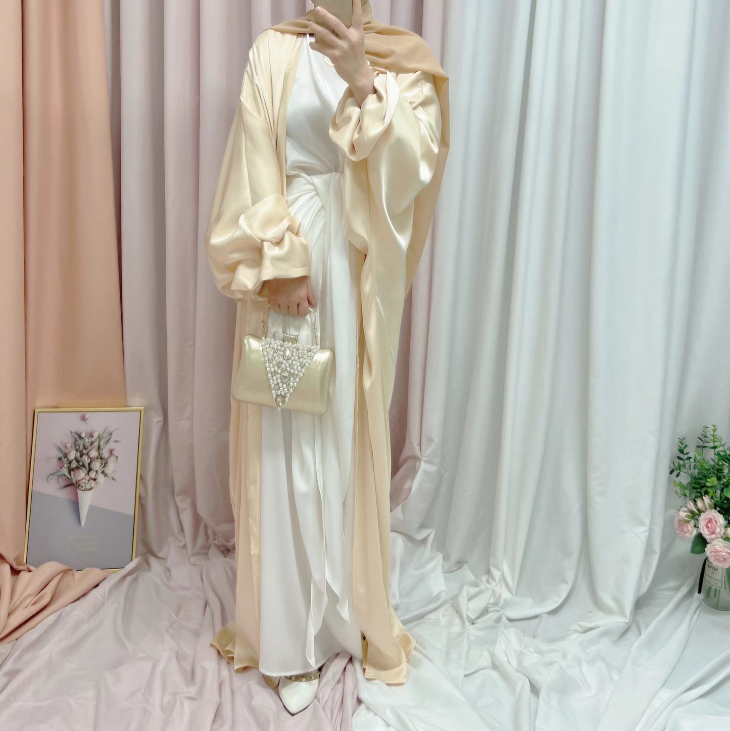 MS078# bat wig loose fitting gown abaya(NO inner dress)