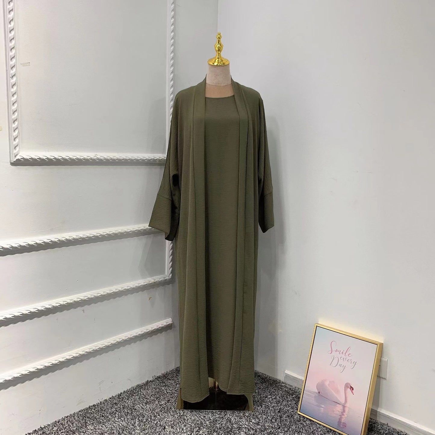 MS080#Modest crepe abaya set sleeveless inner(crepe)