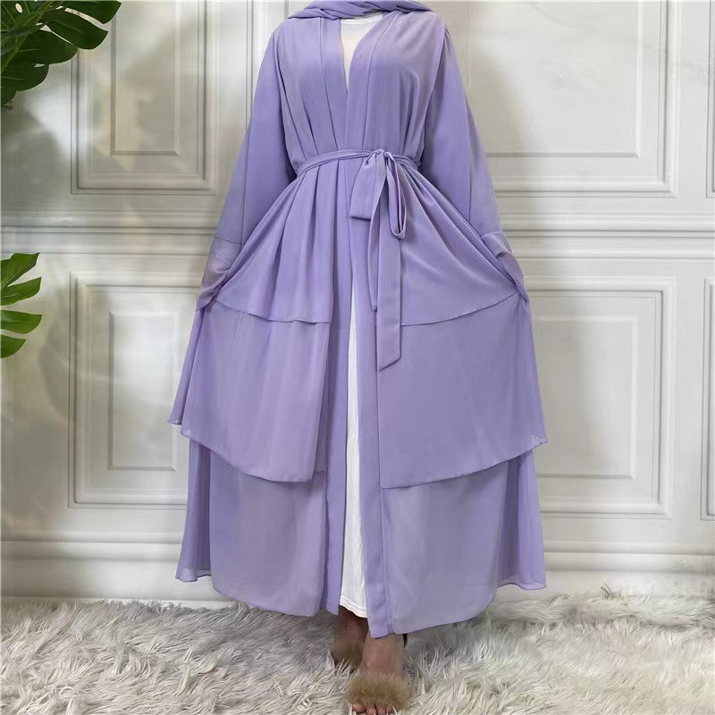 MS194#Women's Muslim Fashion Solid Dress