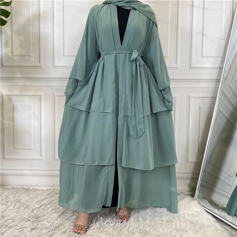 MS194#Women's Muslim Fashion Solid Dress