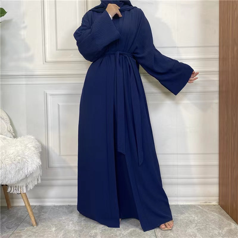 MS080#Modest crepe abaya set sleeveless inner(crepe)