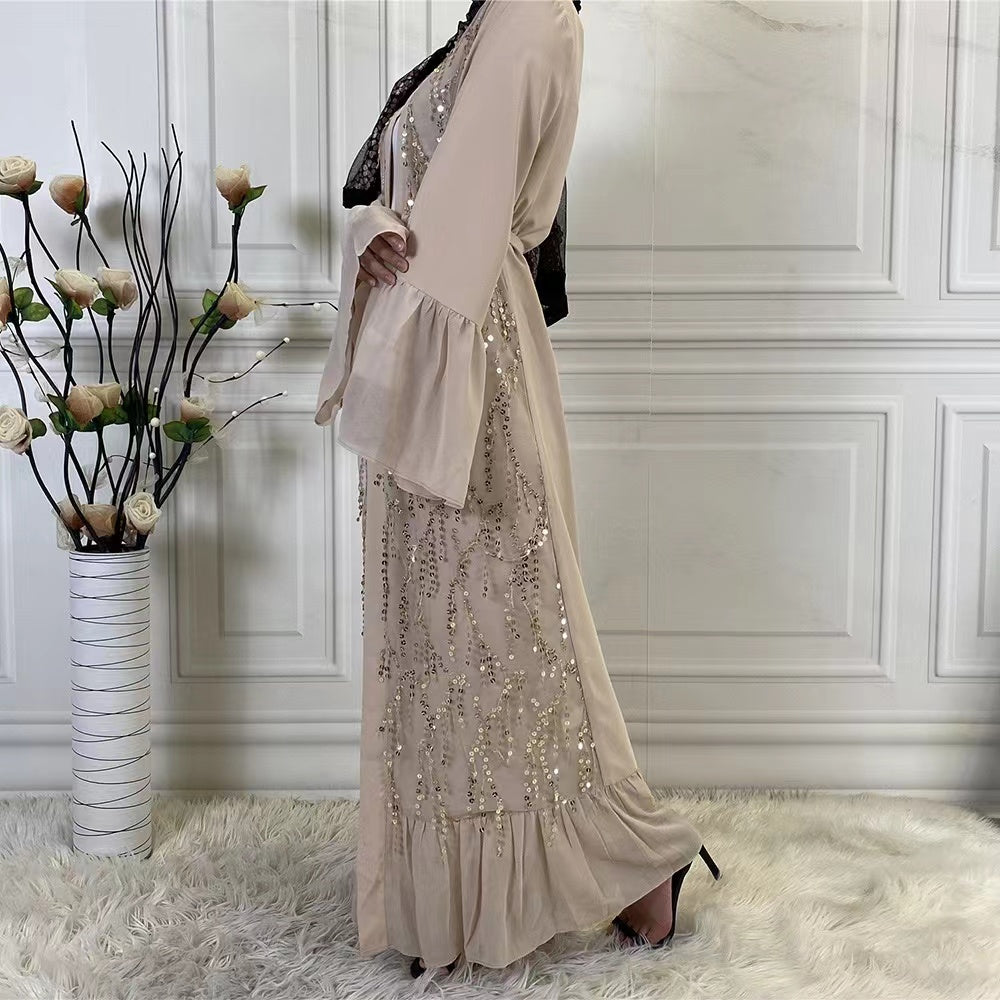 MS210#Muslim sequin chiffon dress gown