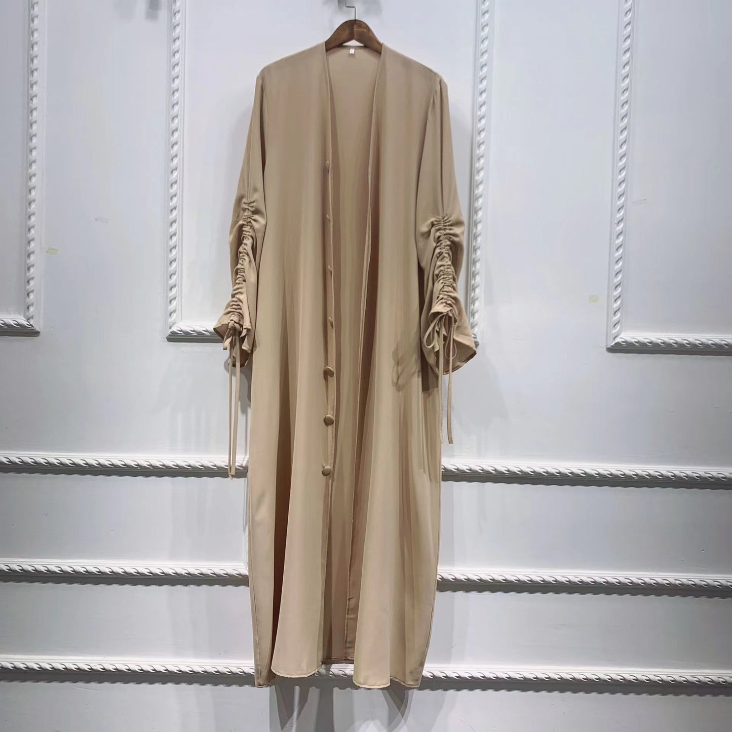 MS219#Muslim solid color cardigan dress