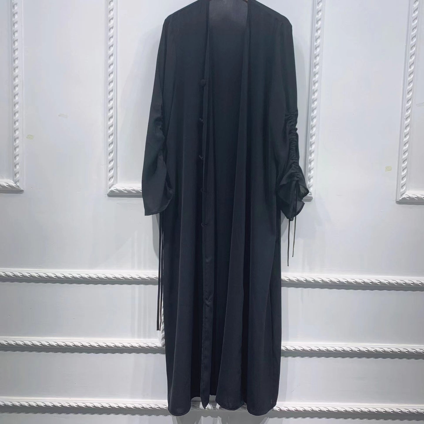 MS219#Muslim solid color cardigan dress