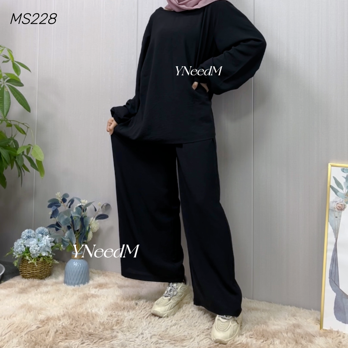 MS228#Muslim women's solid casual suit