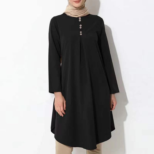 MS241#Muslim women's solid dovetail patchwork dress