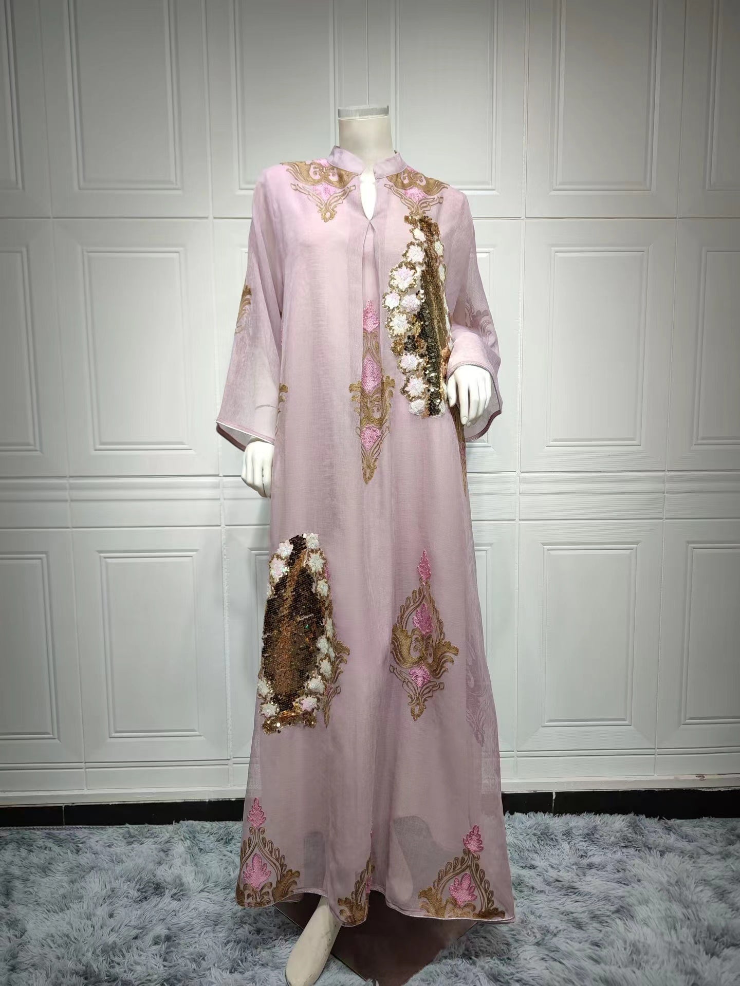 MS248#Women's Muslim evening dress embroidered dress