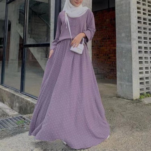 MS255#Muslim women's casual jacquard dress