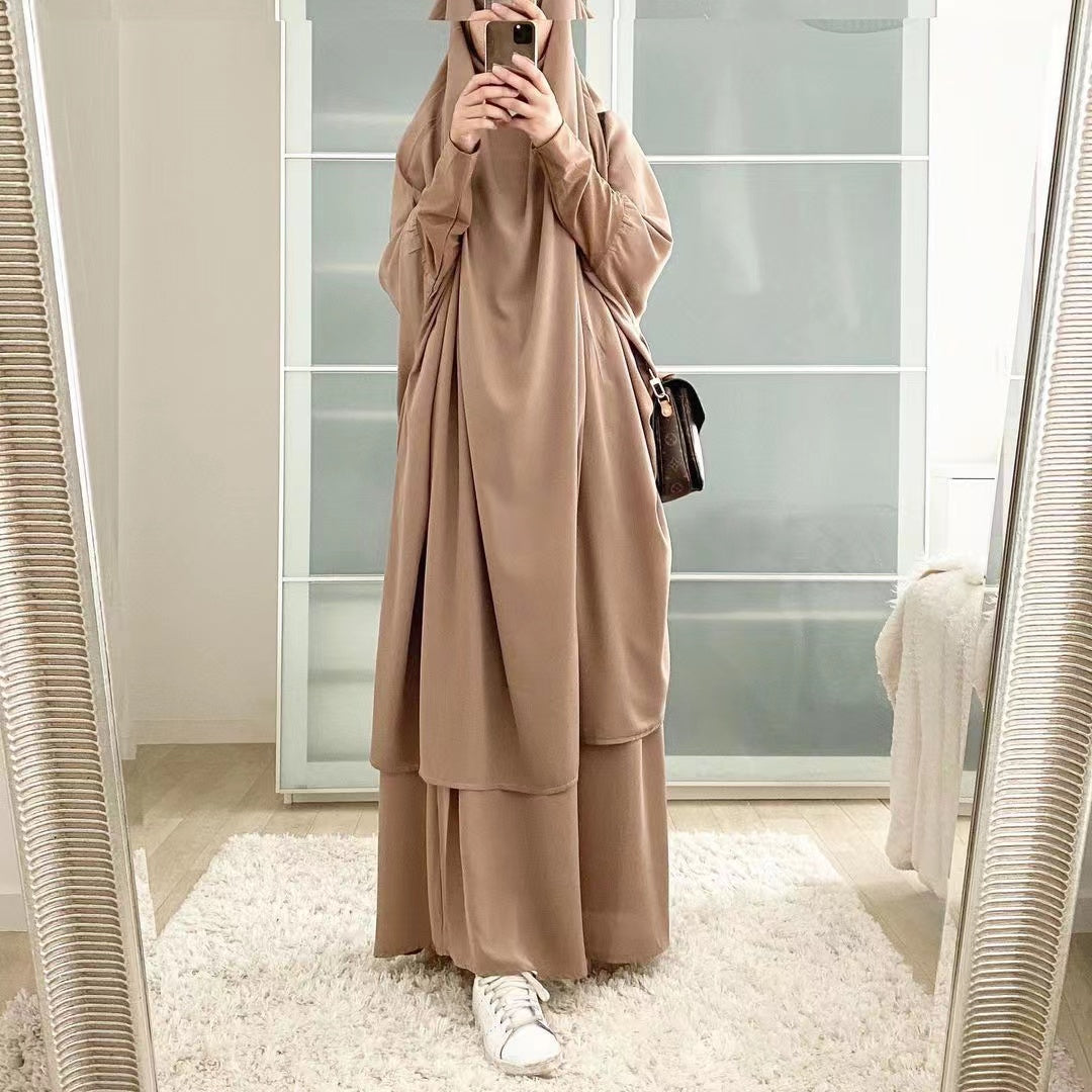 MS252#Muslim Women's Solid Suit Dress