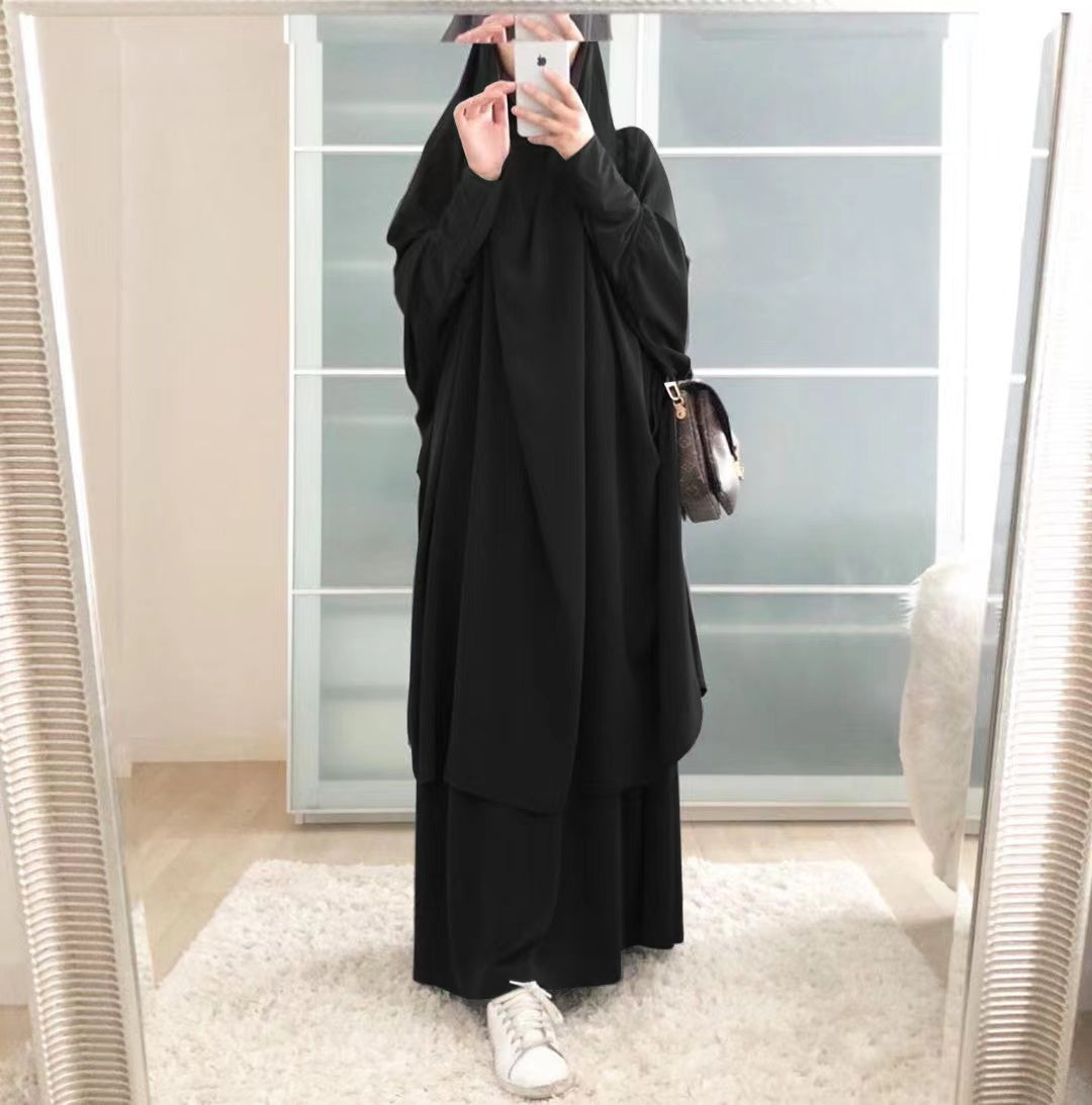 MS252#Muslim Women's Solid Suit Dress