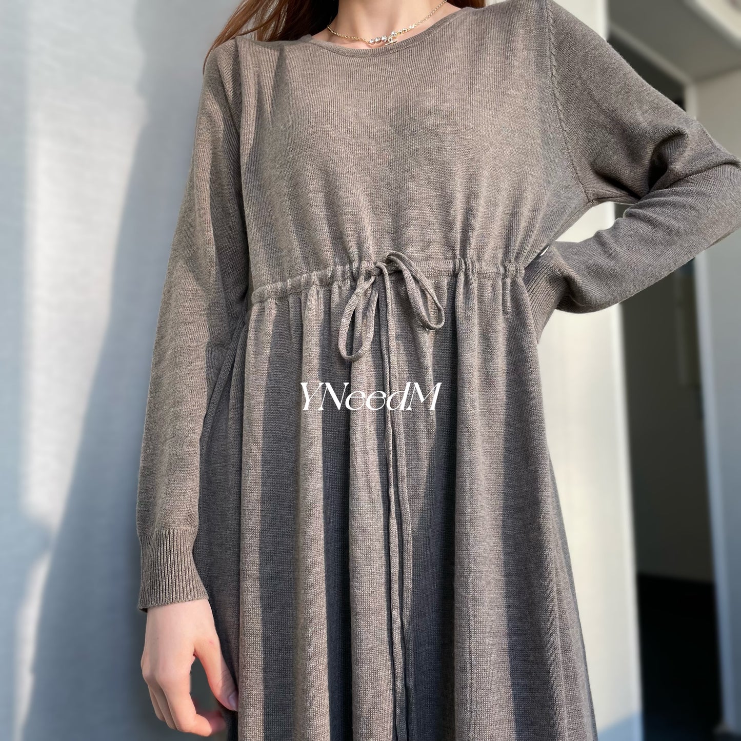 MS279#Muslim solid knitted dress