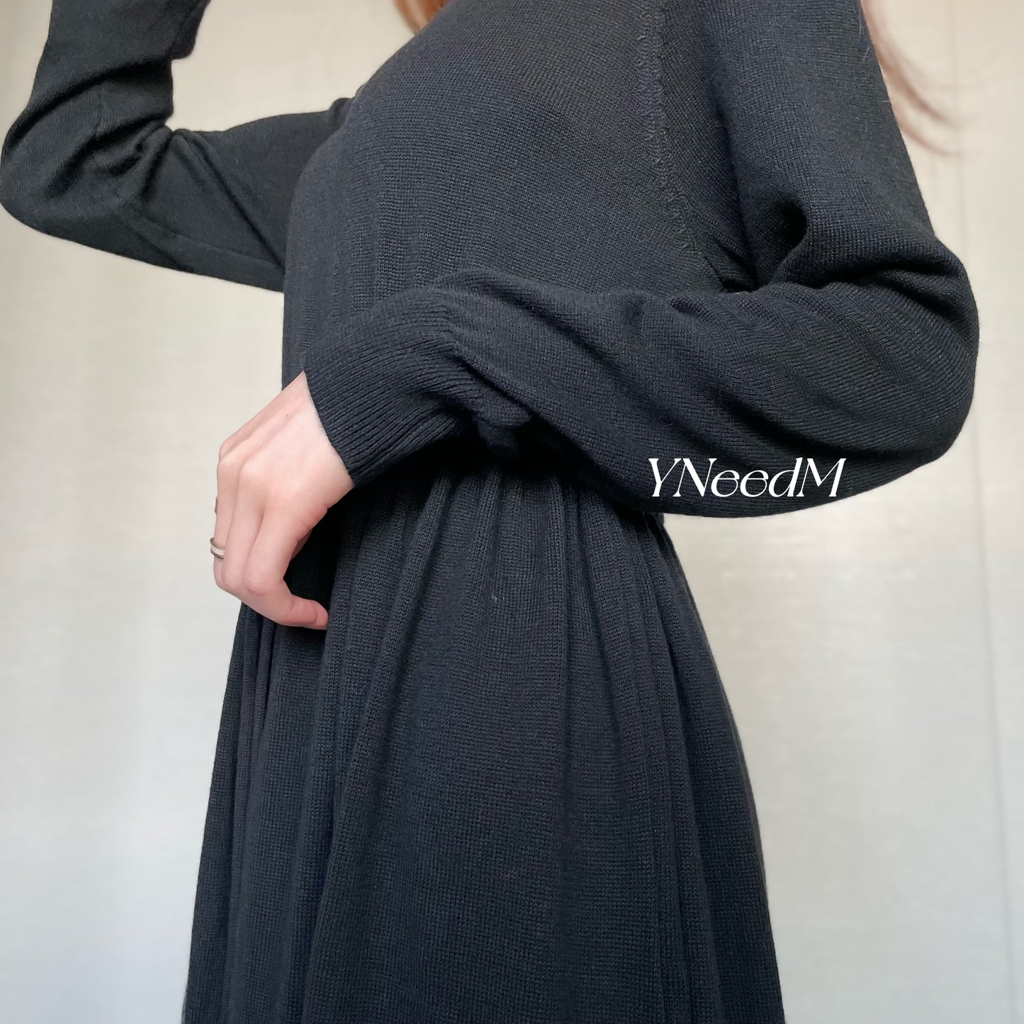 MS279#Muslim solid knitted dress