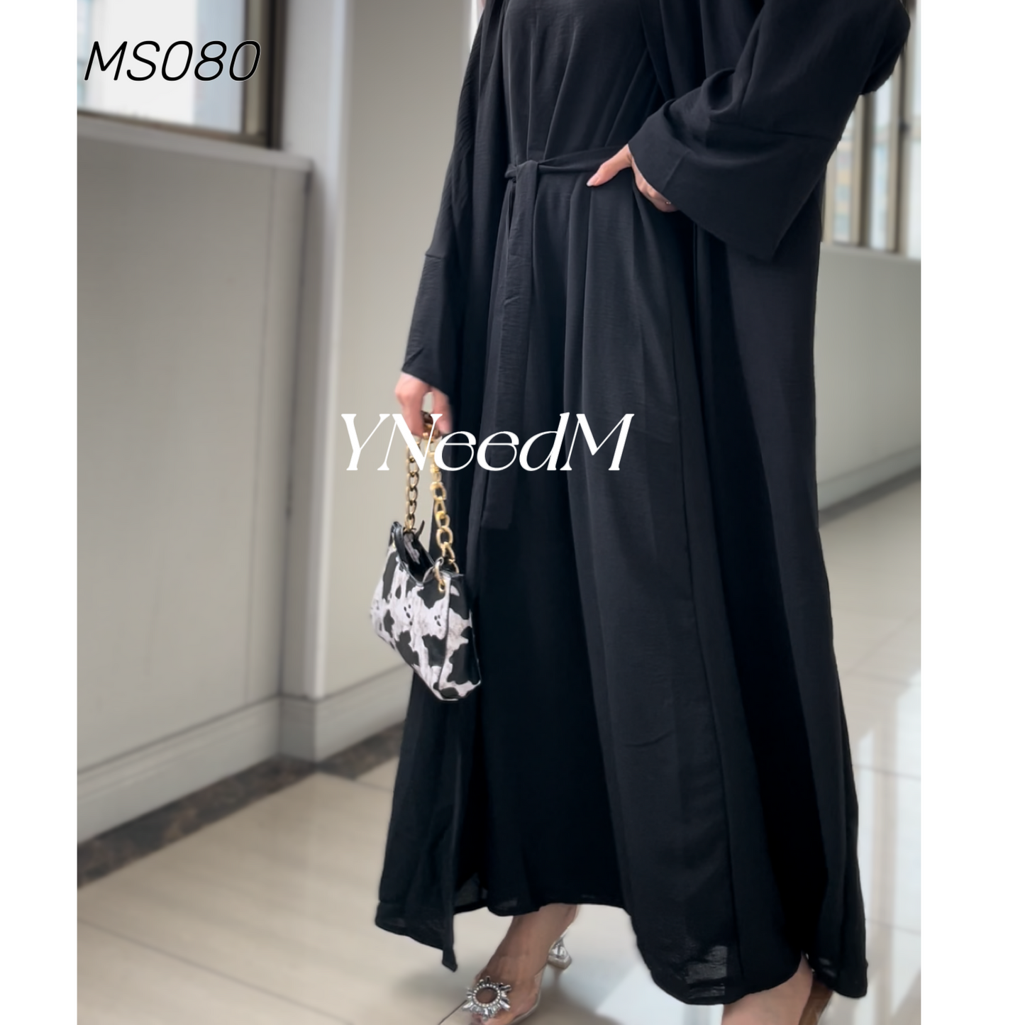 MS080#Modest crepe abaya set sleeveless inner(crepe)