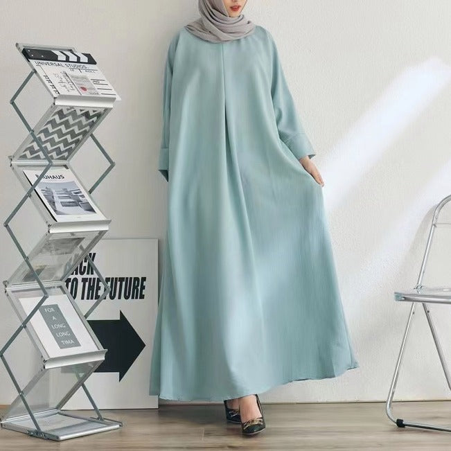 MS238#Muslim Women's Solid Long Dress